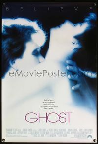 4m548 GHOST 1sh '90 classic Patrick Swayze & Demi Moore romantic close up!
