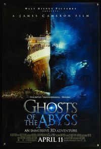 4m556 GHOSTS OF THE ABYSS DS advance 1sh '03 James Cameron, cool image of the Titanic!