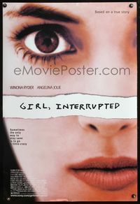 4m559 GIRL INTERRUPTED DS 1sh '99 super close-up of mental patient Winona Rider!