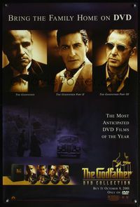 4m564 GODFATHER video advance 1sh '01 Marlon Brando & Al Pacino in Francis Ford Coppola classic!