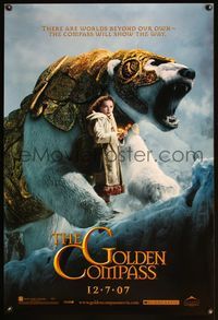 4m574 GOLDEN COMPASS DS teaser 1sh '07 cool image of Dakota Blue Richards & giant polar bear!