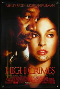 4m614 HIGH CRIMES DS advance style A 1sh '02 close-up of Ashley Judd, Morgan Freeman!