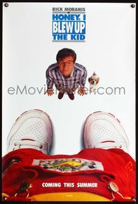 4m621 HONEY I BLEW UP THE KID DS teaser 1sh '92 wacky image of Rick Moranis & huge baby!
