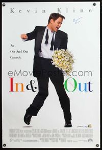 4m029 IN & OUT DS 1sh '97 signed by Kevin Kline in an out-and-out comedy!