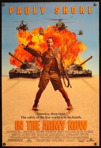 4m030 IN THE ARMY NOW DS 1sh '94 signed by Pauly Shore w/explosions, tanks & helicopters!
