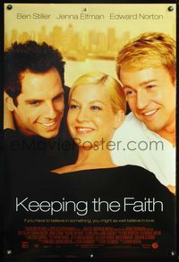4m638 KEEPING THE FAITH DS int'l 1sh '00 Ben Stiller, Jenna Elfman & Edward Norton!
