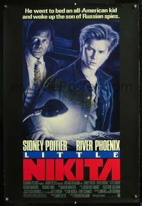 4m652 LITTLE NIKITA 1sh '88 art of Sidney Poitier & River Phoenix, Cold War thriller!