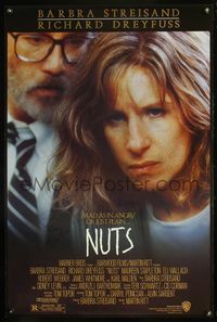 4m044 NUTS 1sh '87 signed by Richard Dreyfuss, great image of angry Barbra Striesand!