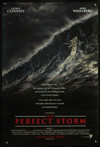 4m706 PERFECT STORM DS advance 1sh '00 George Clooney, Wahlberg, wild image of boat on giant wave!