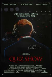 4m046 QUIZ SHOW DS 1sh '94 signed by Ralph Fiennes, fifty million watched and didn't see a thing!