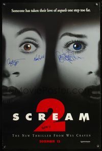 4m048 SCREAM 2 DS teaser 1sh '97 signed by Wes Craven, Courtney Cox, Neve Campbell & David Arquette!