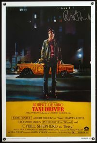 4m052 TAXI DRIVER REPRODUCTION 1sh '76 signed by Robert De Niro, Martin Scorsese classic!