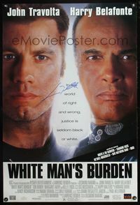 4m059 WHITE MAN'S BURDEN DS 1sh '95 signed by John Travolta, justice is seldom black and white!