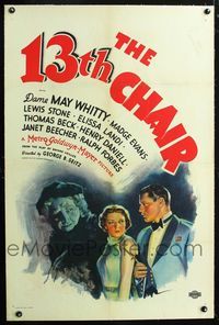 4p011 13TH CHAIR linen 1sh '37 clairvoyant Dame May Whitty holds a seance to find the killer!