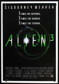 4p024 ALIEN 3 linen 1sh '92 really cool monster image, sci-fi sequel, 3 times the terror!