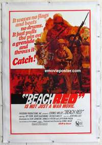 4p042 BEACH RED linen 1sh '67 Cornel Wilde, Rip Torn, cool art of World War II soldiers!
