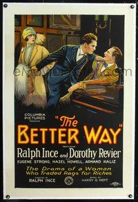 4p048 BETTER WAY linen B 1sh '26 stone litho of Kaliz & Ralph Ince fighting over Dorothy Revier!