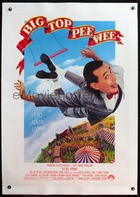 4p053 BIG TOP PEE-WEE linen 1sh '88 Paul Reubens is a hero, lover & legend, cult classic,best image!