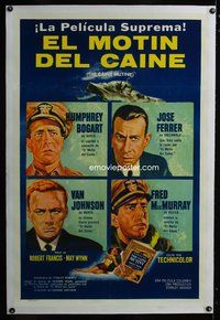 4p076 CAINE MUTINY linen Spanish/U.S. 1sh '54 art of Humphrey Bogart, Jose Ferrer, Johnson & MacMurray!
