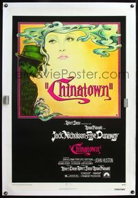 4p085 CHINATOWN linen 1sh '74 great art of smoking Jack Nicholson & Faye Dunaway, Roman Polanski