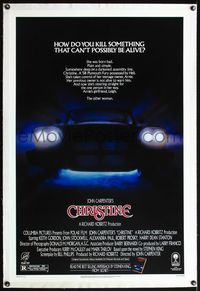 4p086 CHRISTINE linen 1sh '83 written by Stephen King, directed by John Carpenter, creepy car image!