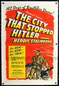 4p089 CITY THAT STOPPED HITLER linen 1sh '43 heroic Stalingrad, made when we loved the Russians!