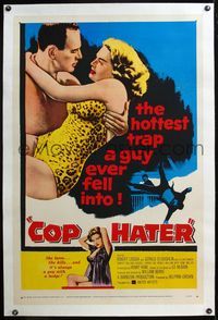 4p099 COP HATER linen 1sh '58 Ed McBain gritty film noir, the hottest trap a guy ever fell into!