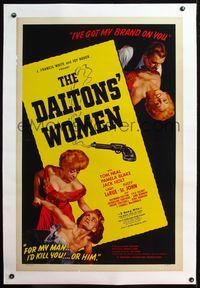 4p106 DALTONS' WOMEN linen 1sh '50 Tom Neal, bad girl Pamela Blake catfighting & pulling hair!