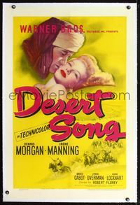 4p111 DESERT SONG linen 1sh '44 Oscar Hammerstein II musical, Dennis Morgan, sexy Irene Manning!