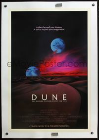 4p119 DUNE linen advance 1sh '84 David Lynch sci-fi epic, best image of 2 moons over desert sky!