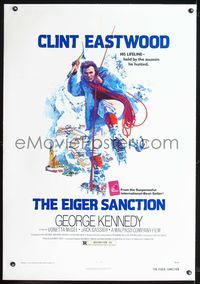 4p123 EIGER SANCTION linen 1sh '75 cool J.A. art of mountain climber Clint Eastwood!