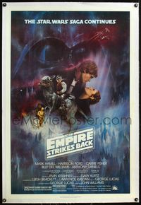 4p126 EMPIRE STRIKES BACK linen 1sh '80 great 'Gone with the Wind' style artwork by Roger Kastel!