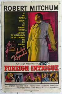 4p151 FOREIGN INTRIGUE linen 1sh '56 Robert Mitchum is the hunted, secret agents are the hunters!