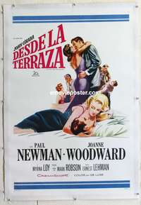 4p158 FROM THE TERRACE linen Spanish/US 1sh '60 art of Paul Newman & sexy half-dressed Woodward!