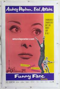 4p159 FUNNY FACE linen 1sh R65 Audrey Hepburn close up & dancing with Fred Astaire!
