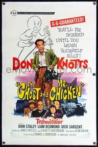 4p164 GHOST & MR. CHICKEN linen 1sh '65 scared Don Knotts fighting spooks, kooks, and crooks!