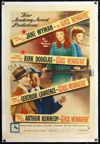 4p170 GLASS MENAGERIE linen 1sh '50 Jane Wyman thinks she loves Kirk Douglas, Tennessee Williams
