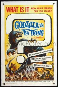 4p174 GODZILLA VS. THE THING linen 1sh '64 best Toho sci-fi art, how much terror can you stand!