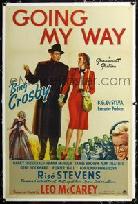 4p175 GOING MY WAY linen style A 1sh '44 Bing Crosby & Barry Fitzgerald in Leo McCarey's classic!