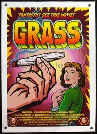 4p179 GRASS linen 1sh '99 history of marijuana in the U.S., great drug artwork!