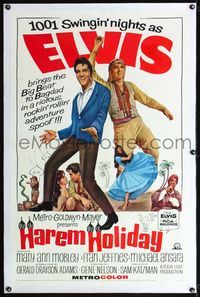 4p196 HARUM SCARUM linen int'l 1sh '65 rockin' Elvis Presley, 1001 Swingin' nights, Harem Holiday!