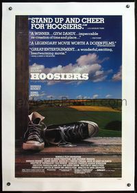 4p205 HOOSIERS linen 1sh '86 Indiana college sports, best basketball movie ever, great image!