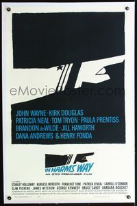 4p216 IN HARM'S WAY linen 1sh '65 directed by Otto Preminger, Saul Bass pointing finger logo art!