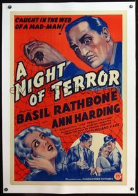 4p251 LOVE FROM A STRANGER linen 1sh R42 Basil Rathbone, Agatha Christie, A Night of Terror!