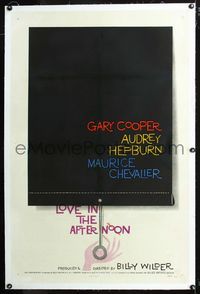 4p252 LOVE IN THE AFTERNOON linen 1sh '57 directed by Billy Wilder, great artwork by Saul Bass!