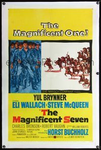 4p257 MAGNIFICENT SEVEN linen 1sh '60 Yul Brynner, Steve McQueen, John Sturges' 7 Samurai western!
