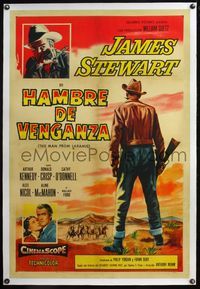 4p260 MAN FROM LARAMIE linen Spanish/U.S. 1sh '55 three images of James Stewart, directed by Anthony Mann!