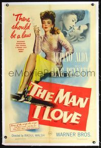 4p261 MAN I LOVE linen 1sh '47 sexiest smoking bad girl Ida Lupino knows all about men!