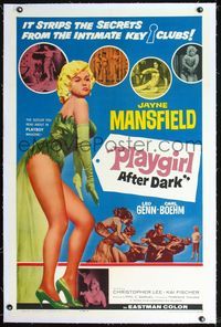 4p318 PLAYGIRL AFTER DARK linen B 1sh '62 Jayne Mansfield in the sizzler you read about in Playboy!