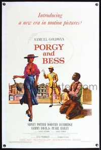 4p319 PORGY & BESS linen 1sh '59 art of Sidney Poitier, Dorothy Dandridge & Sammy Davis Jr.!